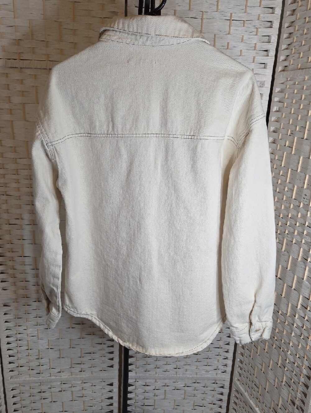PacSun Cream Button-Up Denim Shacket - Picture 5 of 5